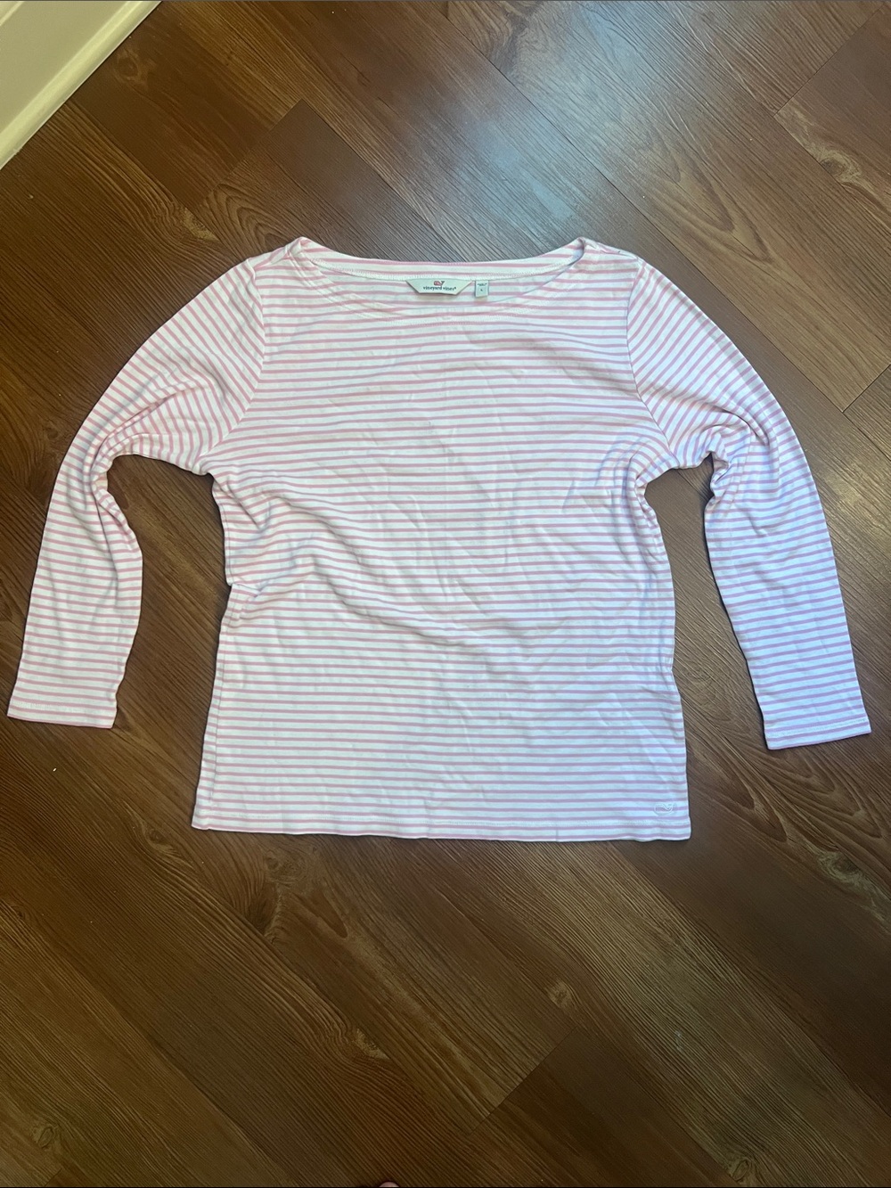 Vineyard Vines Pink and White Striped Long Sleeve Top